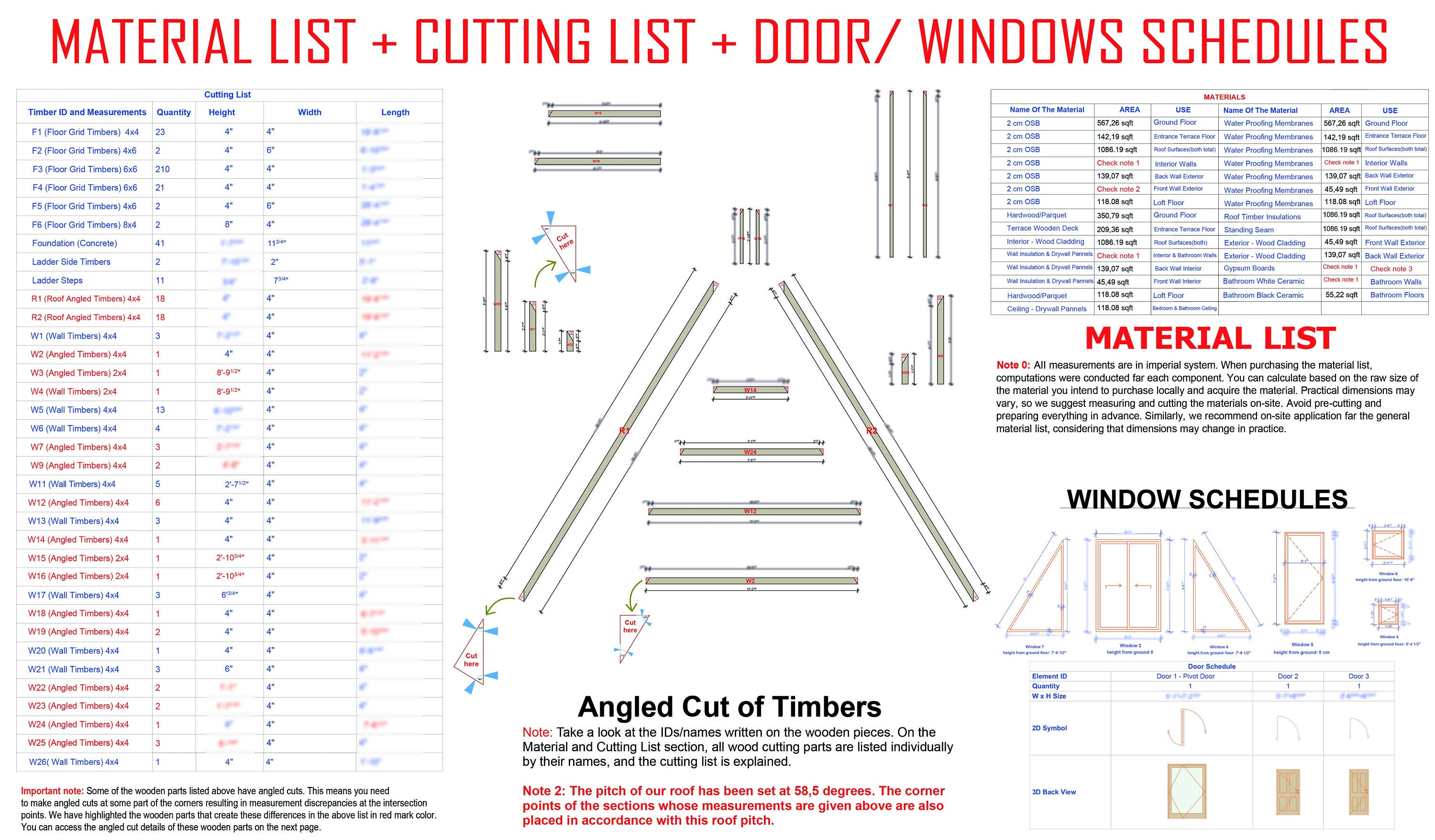 20'x25' A-frame Cabin Plans, 500 SQFT, Tiny House 2 Bedroom, Loft House ...