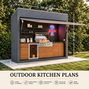 Outdoor Kitchen Plans, DIY BBQ Grill Station Plans, Outdoor BBQ Kitchen Plans, Outdoor Bar Plans, Garden Shed, Patio Bar Plans, Patio Grill