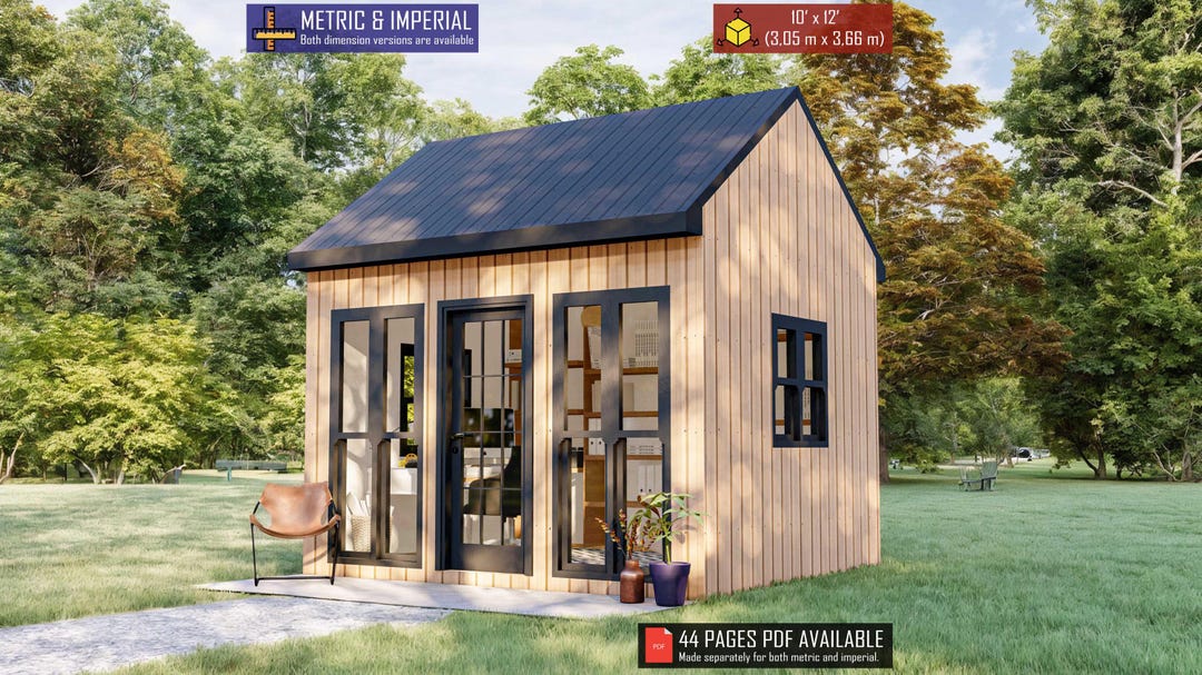 Backyard Office Shed Plans 10 X 12, Cabin House Plans, Modern Tiny ...