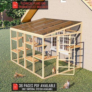 Catio Plans 9x12, Cat House Plans, DIY Cat Playground Plans, Outdoor Cat House, Cat Patio, Cat Climbing Post Plans, DIY Catio Outdoor