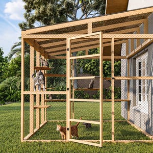 Planos para Catio de 9x12, Casa para gatos, Parque de juegos exterior para gatos, Refugio para animales de bricolaje (PDF) imagen 5
