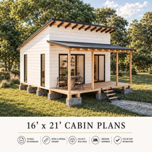 Plantas de casas minúsculas 16 x 21, Plantas de cabanas, Cabana remota faça você mesmo, Plantas de chalés minúsculos, Plantas de casas pequenas, Plantas de casas pré-fabricadas, Plantas de estúdios