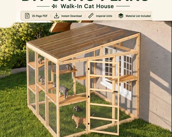 9x9 Cat House Plans , DIY Catio Plan, Animal House, Outdoor Cat House Plan, Pet Shelter