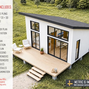 Cabin House Plans 18 x 20, Tiny House Plans, Cabin DIY Plans, Tiny Cottage Plans, Small Cabin Plans, Tiny Cabin Plans, Small House Adu Plans image 5