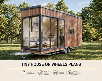 Tiny House on Wheels, Cabin Plan, Small House Blueprint