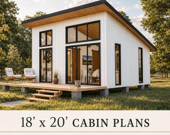 Blockhauspläne 18 x 20, Tiny-House-Pläne, Blockhaus-Baupläne zum Selberbauen, Tiny-Cottage-Pläne, Pläne für kleine Blockhütten, Tiny-Cabin-Pläne, Pläne für kleine Häuser für Erwachsene