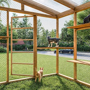 Planos para Catio de 9x12, Casa para gatos, Parque de juegos exterior para gatos, Refugio para animales de bricolaje (PDF) imagen 10