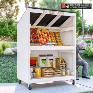 Farmstand Plans, Farmers Market Stand Plans, Driveway Flower Stand, Wooden Stand Plans, Mobile Market Cart, Farmstand Plan