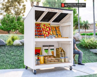 Planos de puesto de granja DIY, carrito de mercado móvil, puesto de flores (patrón PDF)
