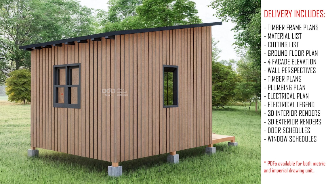 Cabin House Plan 10x12, Tiny House Plans, Cottage Home, Small Guest ...