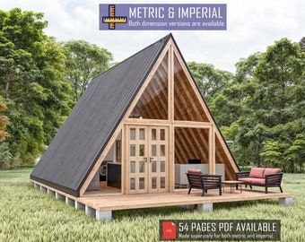 A Frame Cabin Plans 20&#39; x 28&#39; 2 Bedroom 700 SF, A Frame House Plans, Tiny House Plans, Cabin Plans, Cabin Diy Plan, Small House Plans
