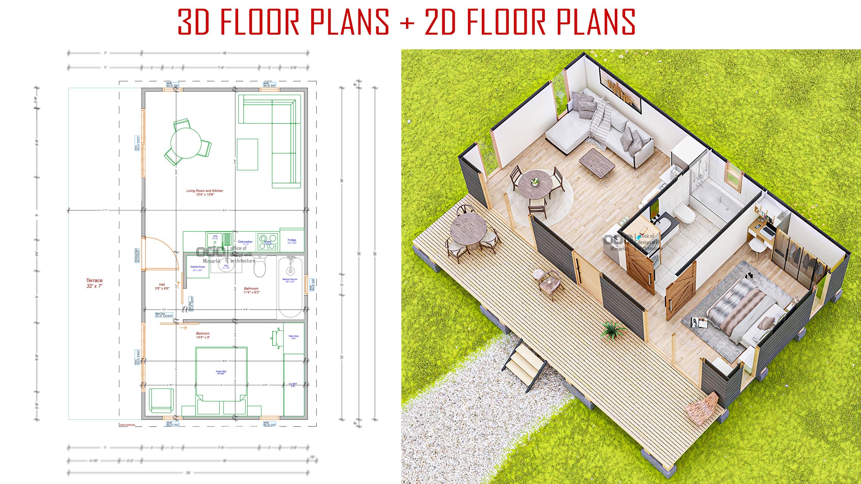 Cabin House Plans 16 X 32, Tiny Cottage Plans, Tiny House Plans, Remote ...