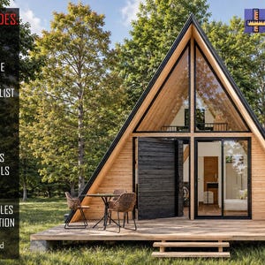 20'x25' A-Frame Cabin Plans, 500 SQFT, Tiny House 2 Bedroom, Loft House Blueprint image 4