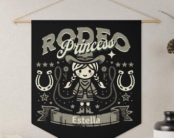 Rodeo Princess Pennant, Personalized Pennant, Kids name art,  Kids Room Decor, Cowgirl Kids, Kids Pennant, Kids banner, Kids wall hanging