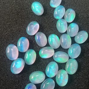Lab Grown Opal Doublet Oval Cut | Multi-Flash Synthetic Opal Cabochon | Multi-fire | Handmade Cut & Polish | For Jewelry and Craft