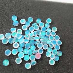 Round Synthetic Opal Doublet | Faceted Rose Cut | 10 to 30 MM | Custom & Wholesale | Rainbow Aurora Loose Gemstone | For Jewelry and Craft
