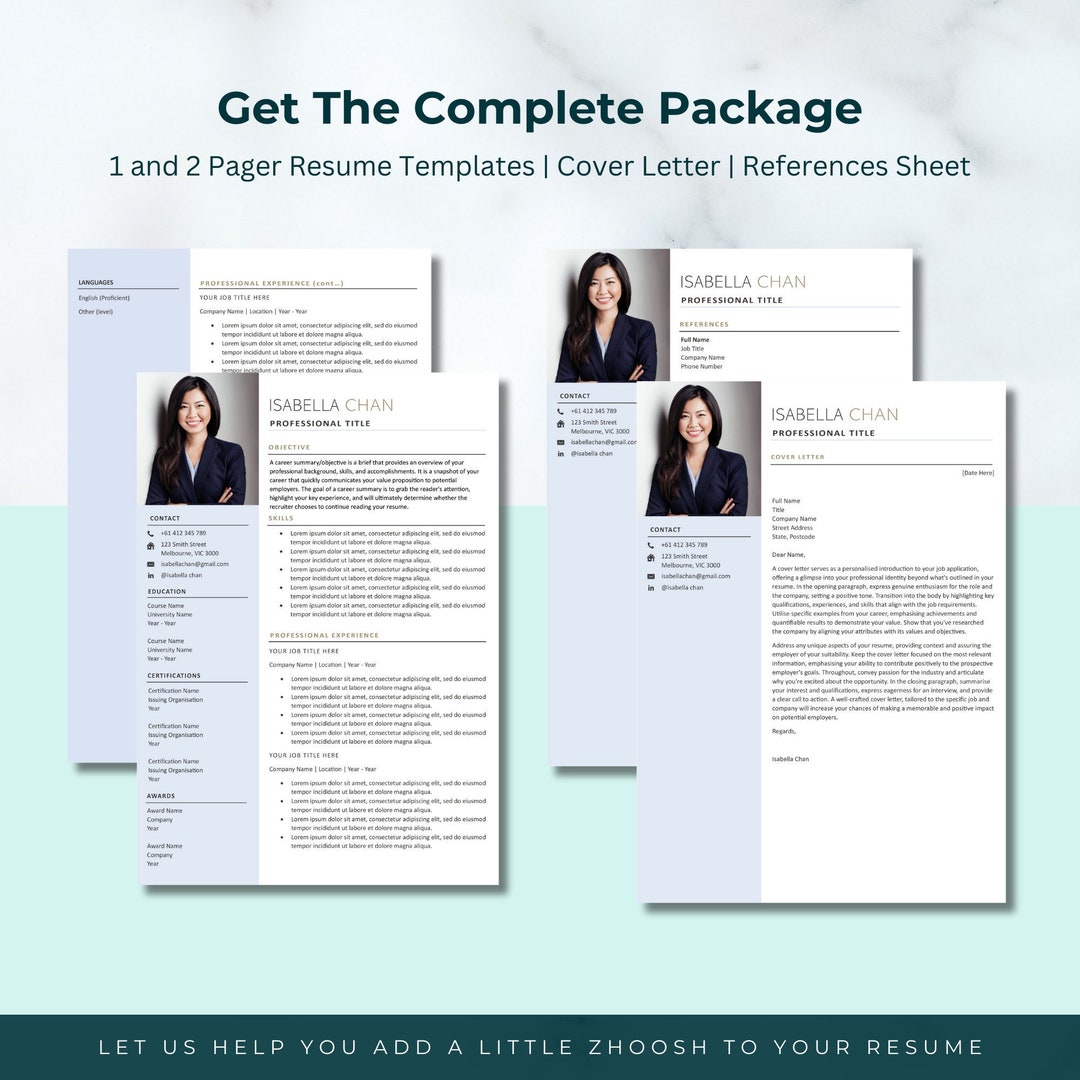Resume Resume Template Cover Letter Cover Letter Template - Etsy