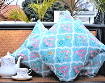 Handblockdruck Baumwollkissenbezug: Boho Ethnic Kissenbezug 16x16 Dekokissen