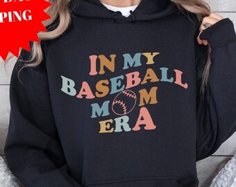 In My Baseball Mom Era Sweatshirt, Retro Game Day Sweater, Sport Lover Mommy Shirt, Proud Senior Grandma Crewneck, Cute Team Fan Gift, Women