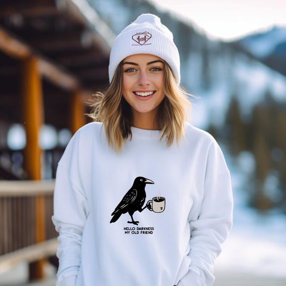 Gift for Coffee Lover Raven Crow Coffee Sweatshirt, Halloween