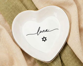 Star Icon Personalized Ring Dish, Custom Name Jewelry Tray, Ceramic Ring Holder, Minimalist Trinket Dish Personalized Gift personalized dish