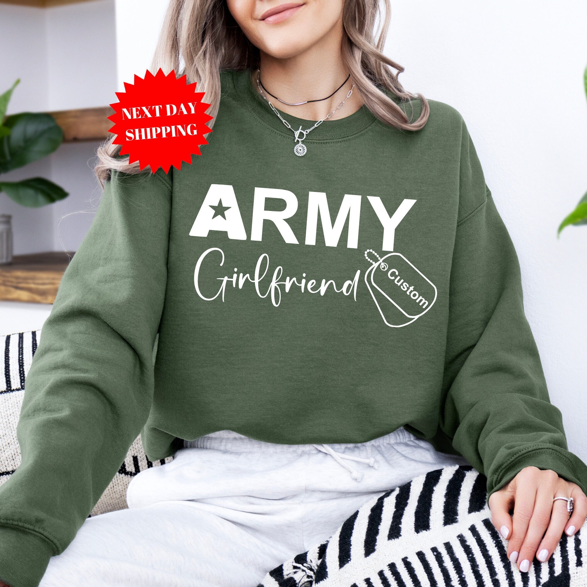 Personalized Military Wife Sweatshirt Army Girlfriend Hoodie Custom Name Design on Clothing Proud Veterans Wife Top Cool USA Army Wife Etsy