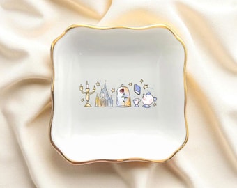 Beauty and the Beast Ring Dish, Belle Fairytale Jewelry Holder Princess Ring Plate Vintage Romantic Gift for belle ring dish, fairytale gift