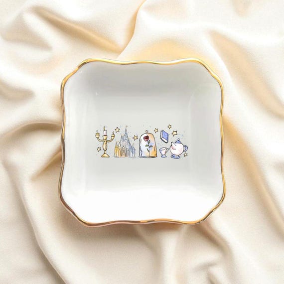 Beauty and the Beast Ring Dish, Belle Fairytale Jewelry Holder Princess Ring Plate Vintage Romantic Gift for belle ring dish, fairytale gift