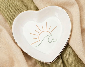 Sun Ocean Ring Dish, Coastal Jewelry Dish, Beach Trinket Tray, Summer Ocean Decor Cute Seaside Gift sun ocean dish, beach ring dish coastal