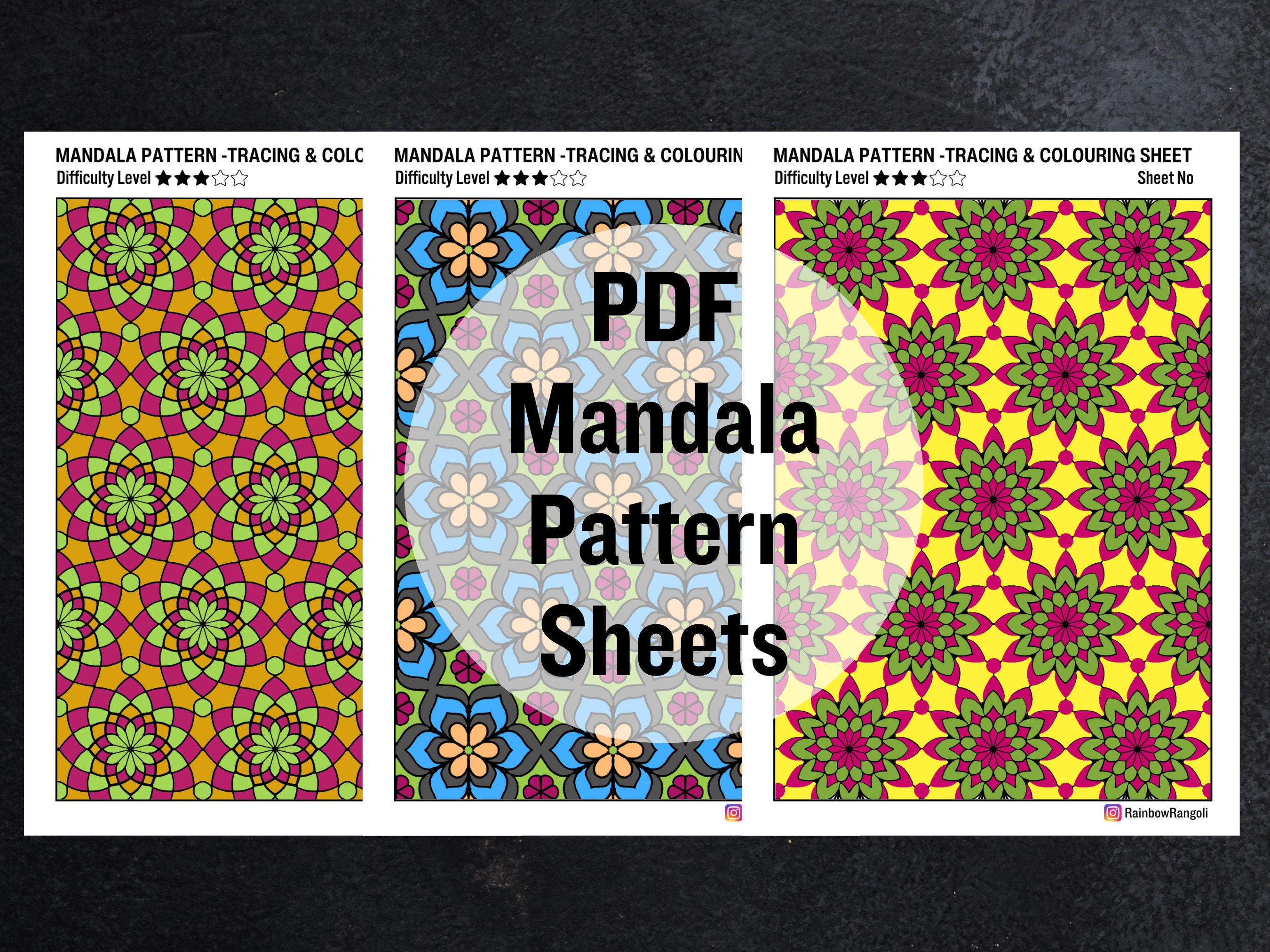Mandala Patterns Tracing and Colouring Sheet 20 Digital Etsy