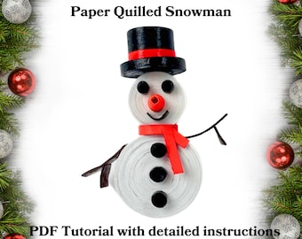 Tutorial en PDF de muñeco de nieve en filigrana: Guía para hacer adornos navideños