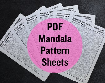 Mandala Patterns Tracing And Colouring Sheet - 20 Digital Download, Mandala template, Instant Download, Mandala Training, Art Therapy