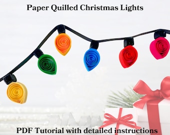 Tutorial en PDF de luces navideñas con filigrana: adornos navideños de papel