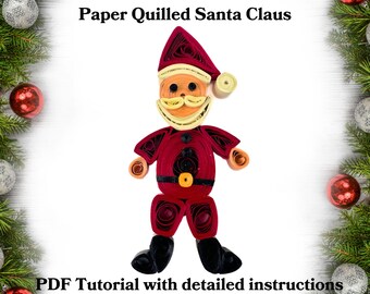Tutorial en PDF de Papá Noel en filigrana: Adorno navideño de papel
