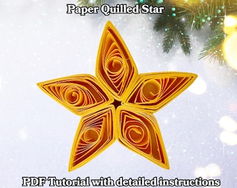 Tutorial en PDF de estrella navideña de quilling: adorno navideño de papel