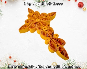 Tutorial de adorno de cruz con filigrana de papel: guía de manualidades DIY (patrón en PDF)