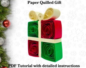 Tutorial para hacer una caja de regalo navideña con papel filigranado (PDF)