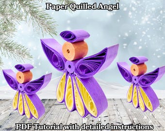Festive Quilling Angel PDF Tutorial – How to Make Paper Quilled Angels, Step-by-Step DIY Christmas Ornament Guide