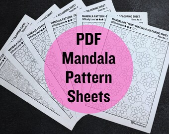 20 hojas con patrones de mandalas: para trazar y colorear (descarga digital)