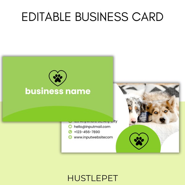 Editable Business Cards, Dog Sitting Cards Template, Pet Clinic Business Card, Dog Walking Business, Pet Sitting Small Business