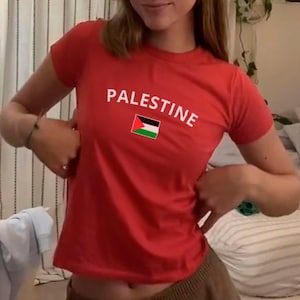 Palestine  Red bb top Y2K   - Camiseta Estética - Ropa de Mujer - Estética Retro Blokette - Camiseta Y2K, Camisa para ella- Palestine