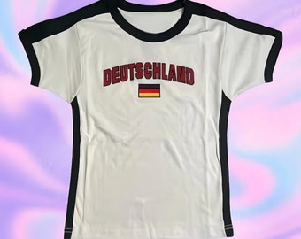 Y2K Deutschland Baby T-Shirts - Besticktes ästhetisches T-Shirt - Damenbekleidung - Retro Blokette Ästhetik - T-Shirt Y2K, Shirt für Sie-Deutschland