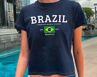 Brasil Women's Baby Tee, Vintage Y2K T-Shirt, 90s Crop Tee Shirt - Heavy Cotton™ Tee