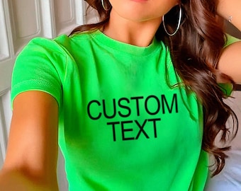 Custom Text Baby Tee - Y2K Style, 100% Cotton