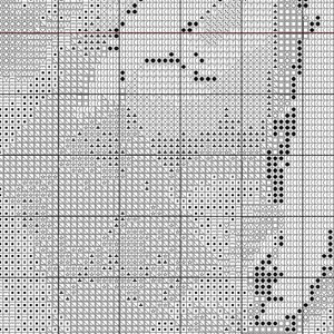 Puede incluir: Patr&oacute;n de punto de cruz en blanco y negro con una variedad de formas, incluyendo c&iacute;rculos, cuadrados, tri&aacute;ngulos y estrellas.