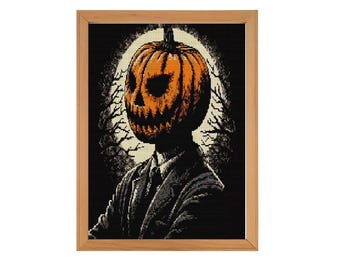 Pumpkin Head Cross Stitch Pattern