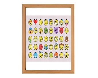 40 Mini Emoji Face Cross Stitch Patterns