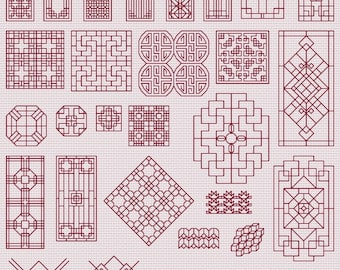 25 Asian Inspired Blackwork Patterns