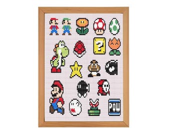 18 Mini Super Mario Cross Stitch Patterns