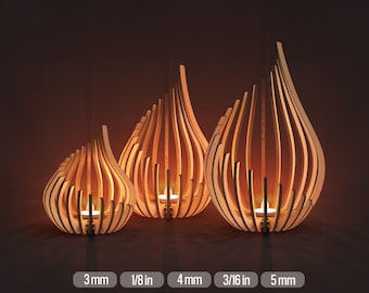 SVG Tealight Holder Bundle Laser Cut File Lantern Téléchargement numérique